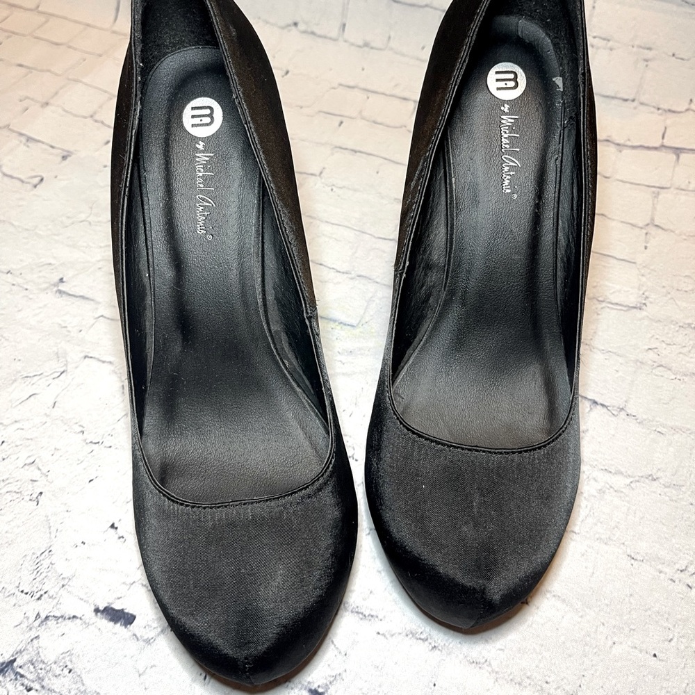 Michael Antonio Black Satin Heels Stiletto